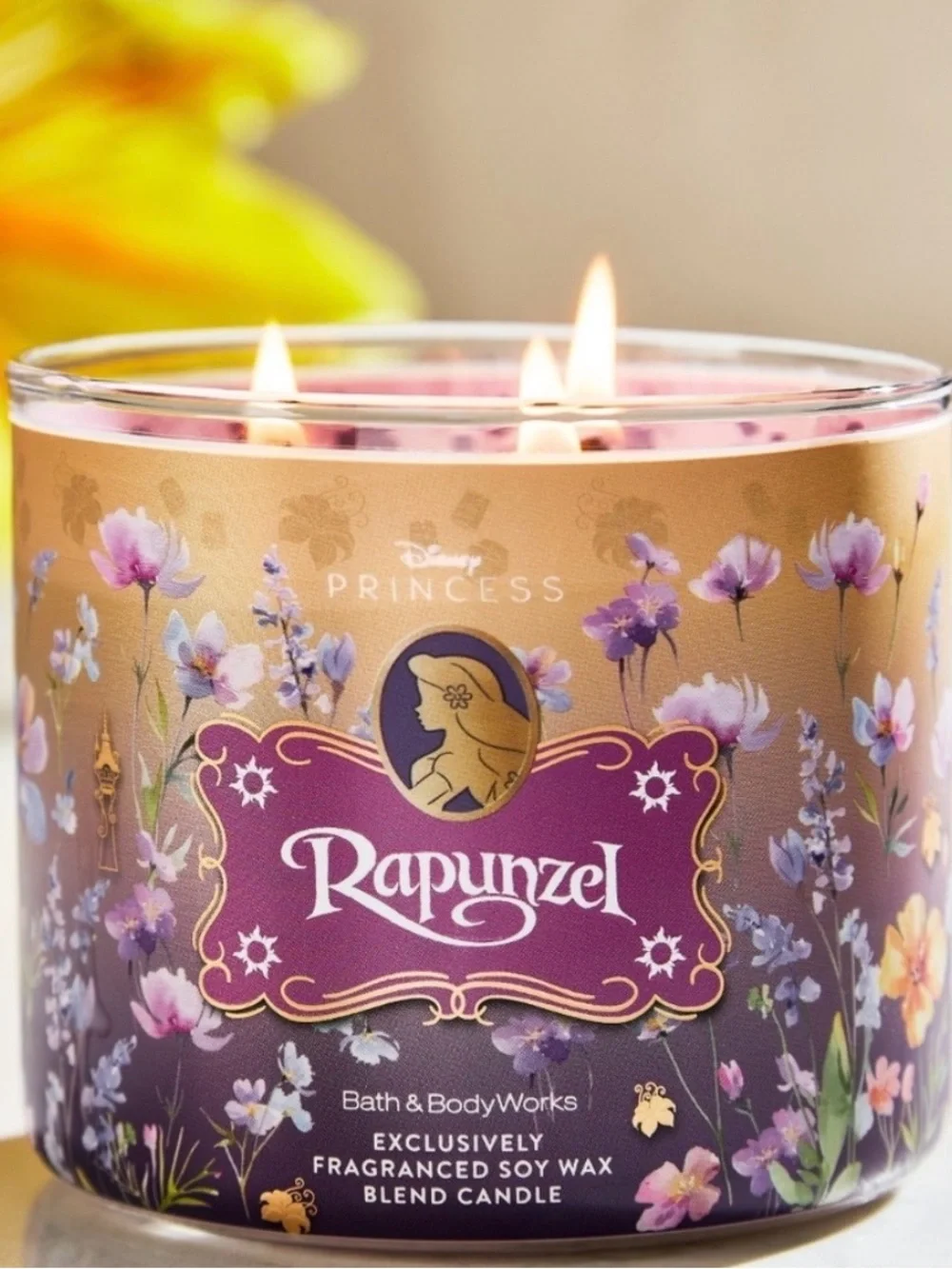 NEW! Bath & Body Works Disney Princess Rapunzel 3-Wick Candle Crown Embossed Lid